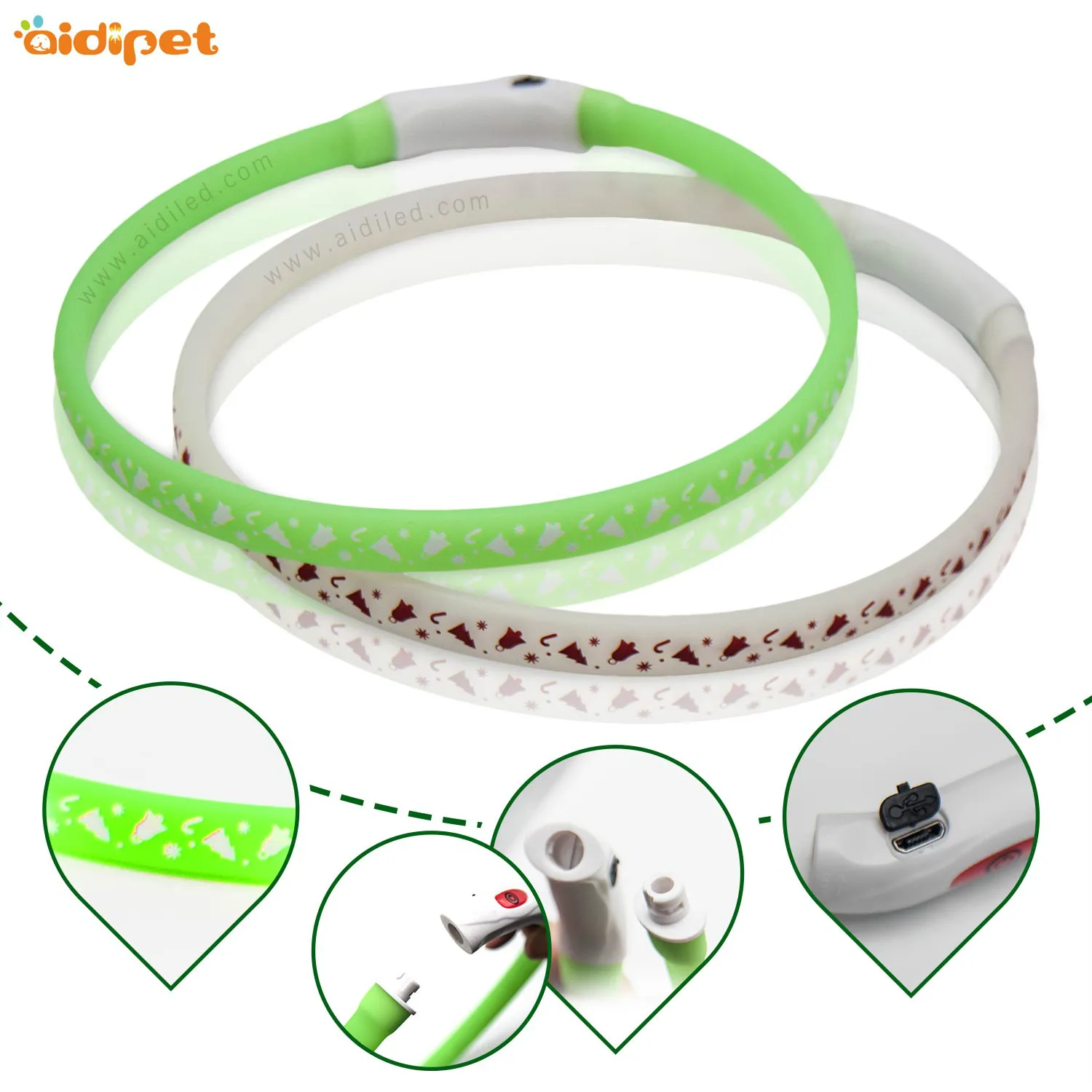 product-USB Rechargeable Battery LED Silicone with printing for dog collar-AIDI-img