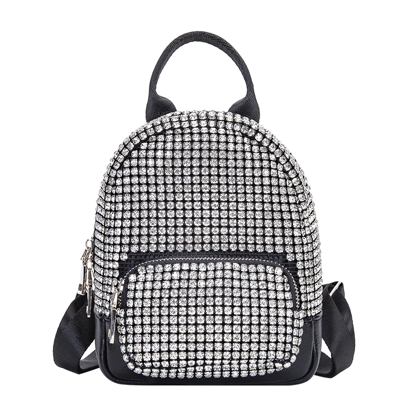 

New Fashion Luxury Design Cute Shoulder Bags women High Quality Silver Rhinestone mini backpack