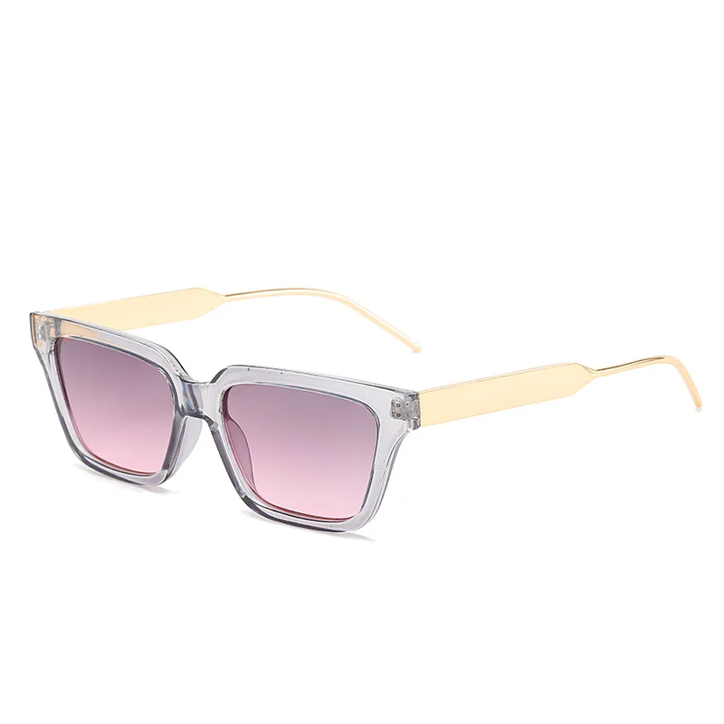 

2022 New trendy women metal frame wholesale sun glasses purple lens fashion high quality square custom logo sunglasses