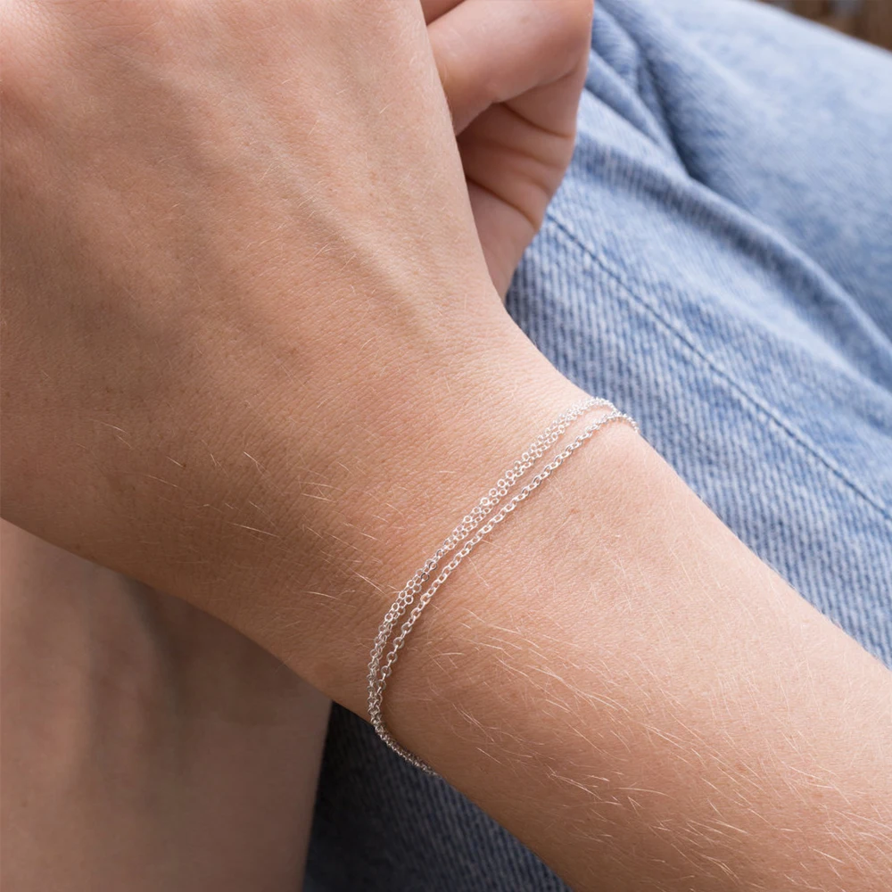 EManco 316L Stainless Steel Chain Bracelet Multi Layer Simple Thin Chain Bracelet Jewelry