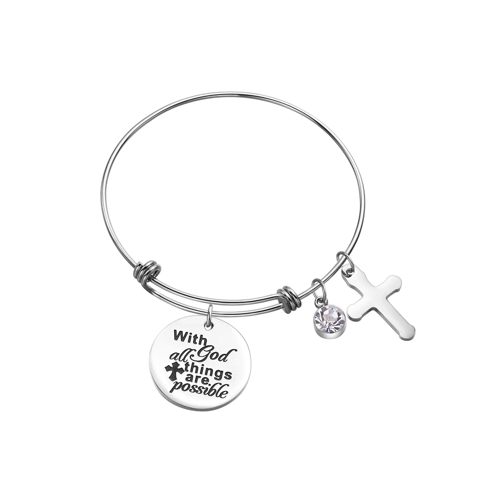Loftily Jewelry Christian Bracelet Bible Verse Faith Over Fear Cross