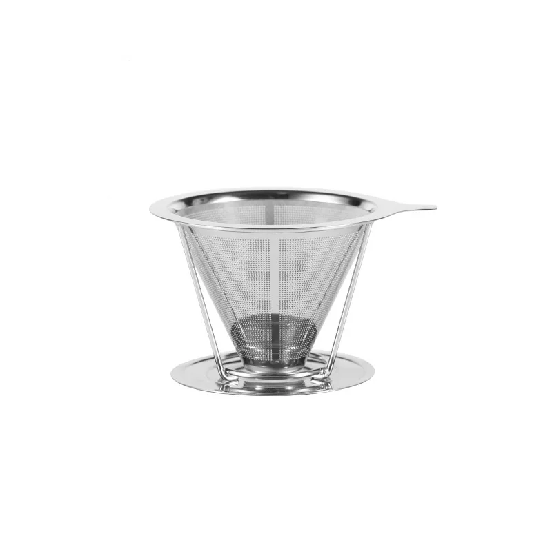 

Coffee filter double-layer filter cup hand made coffee pot appliance set free drip type funnel filter, Silver