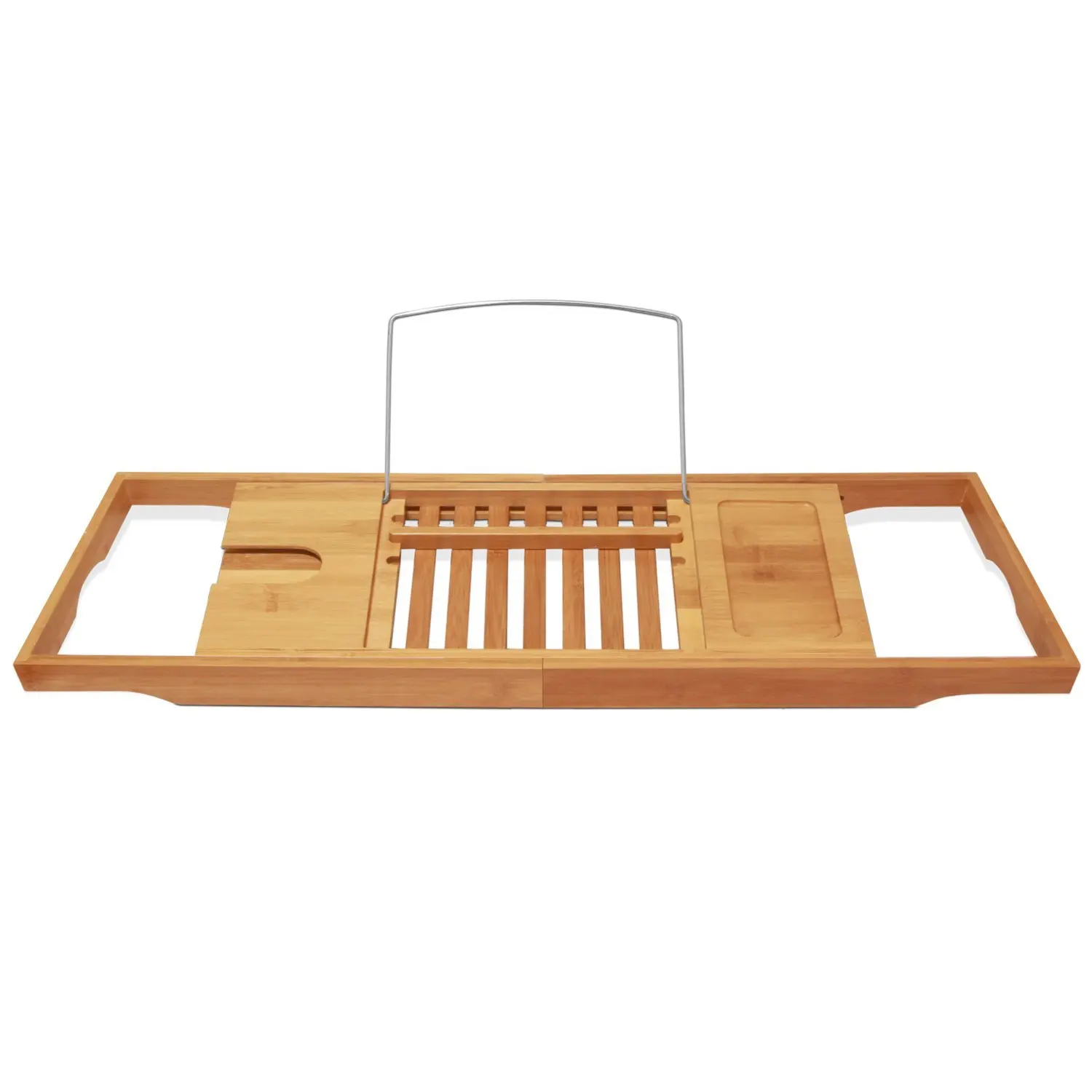 

Europea Style Bamboo Bathtub Caddy Multi-functional Telescopic Shelf For Hotel Home, Natural