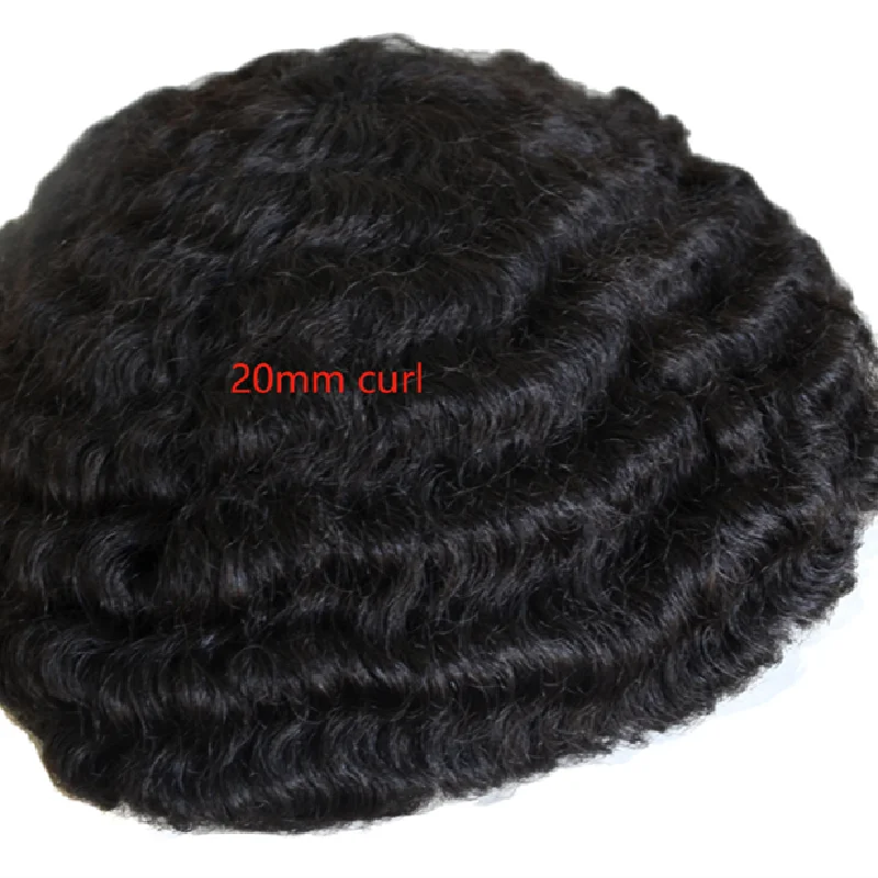 

YL Afro curl kinky curly Swiss Lace Mens Toupee Men replacement Human Hair for black men
