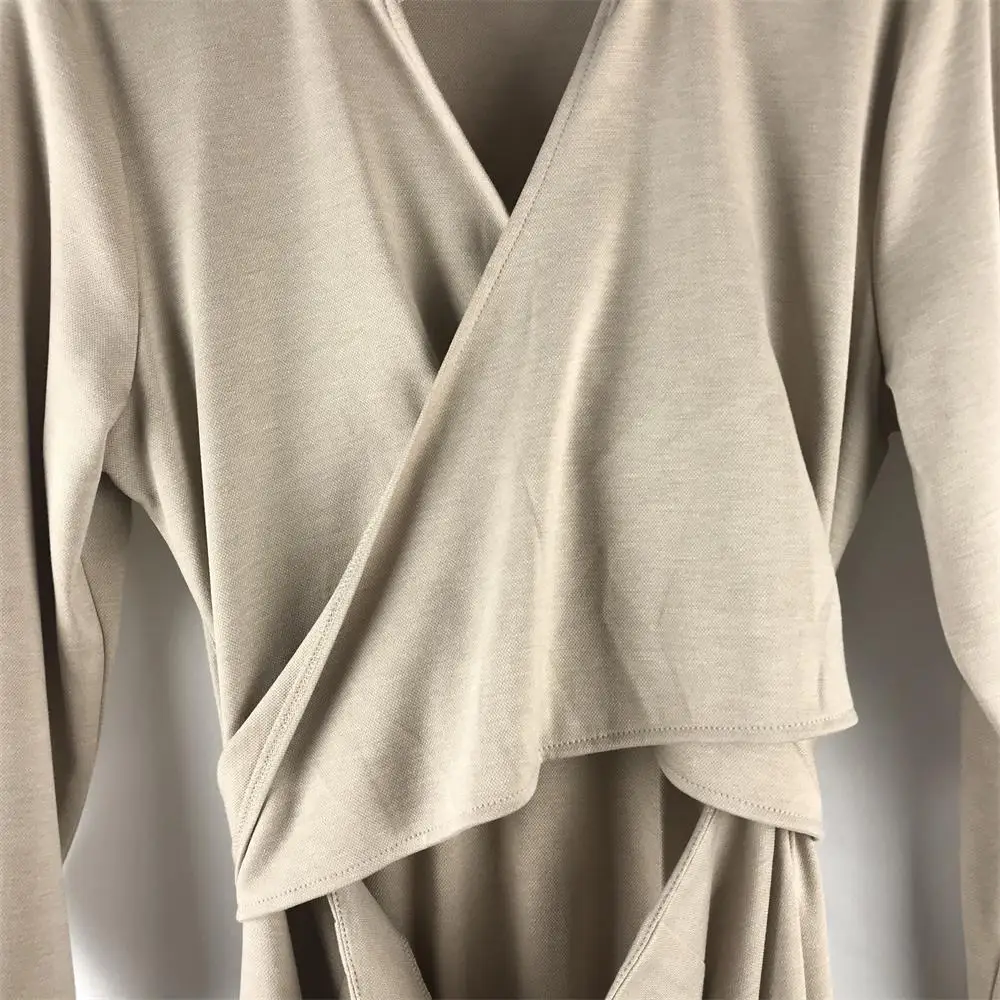 
Casual Soft knitted long-sleeved button dress with belt 