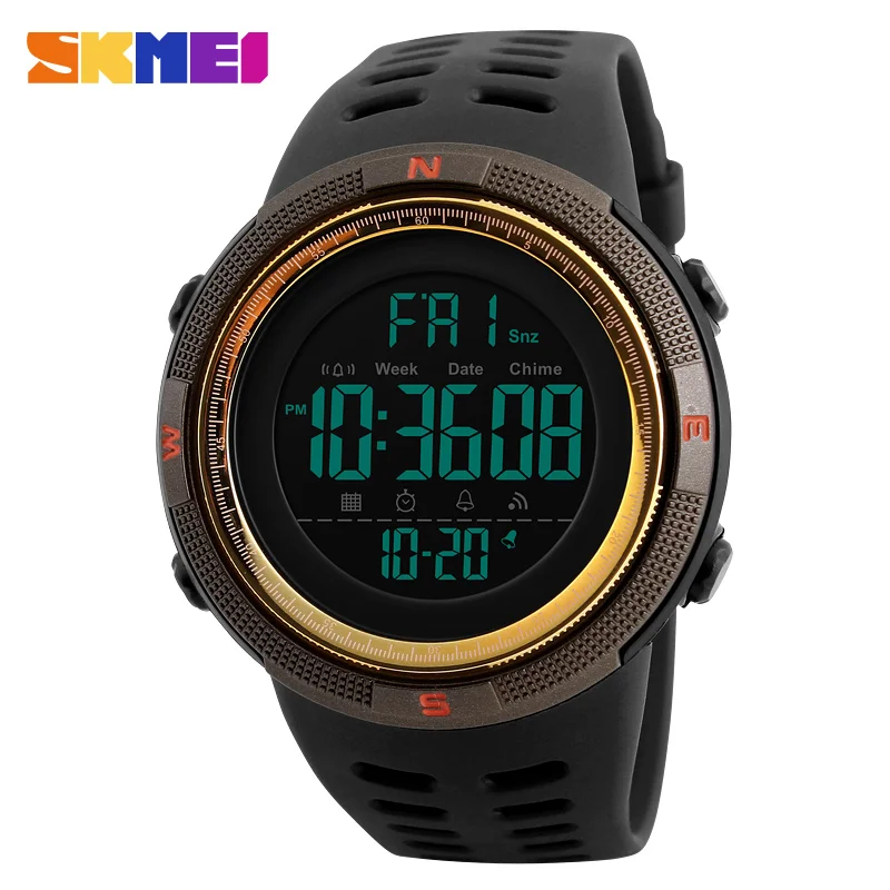 

skmei 1251 led digital women men analog quartz black gold electronic wrist watch waterproof sports watches