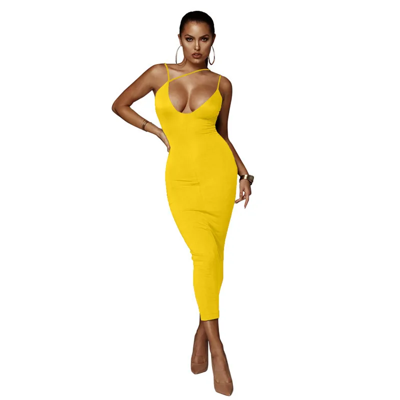 

2019 Best Selling High Quality Nightclub Sexy Solid Color V Neck Women Party Sleeveless Dress Backless Dresses, 5pcs different color