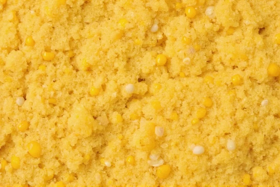 Close-up of cornbread crumb structure showing perfect crumbly texture for chili pairing