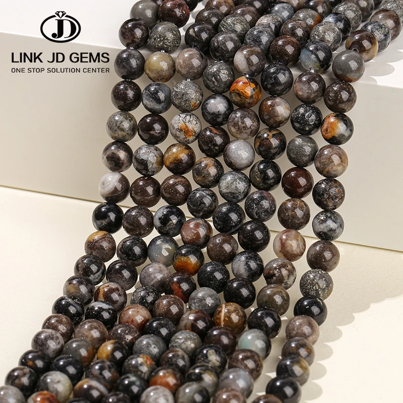 4 6 8 10 12mm Round Loose Beads Natural Black Amazonium Stone Beads for Jewelry DIY Making Bracelet Accessories