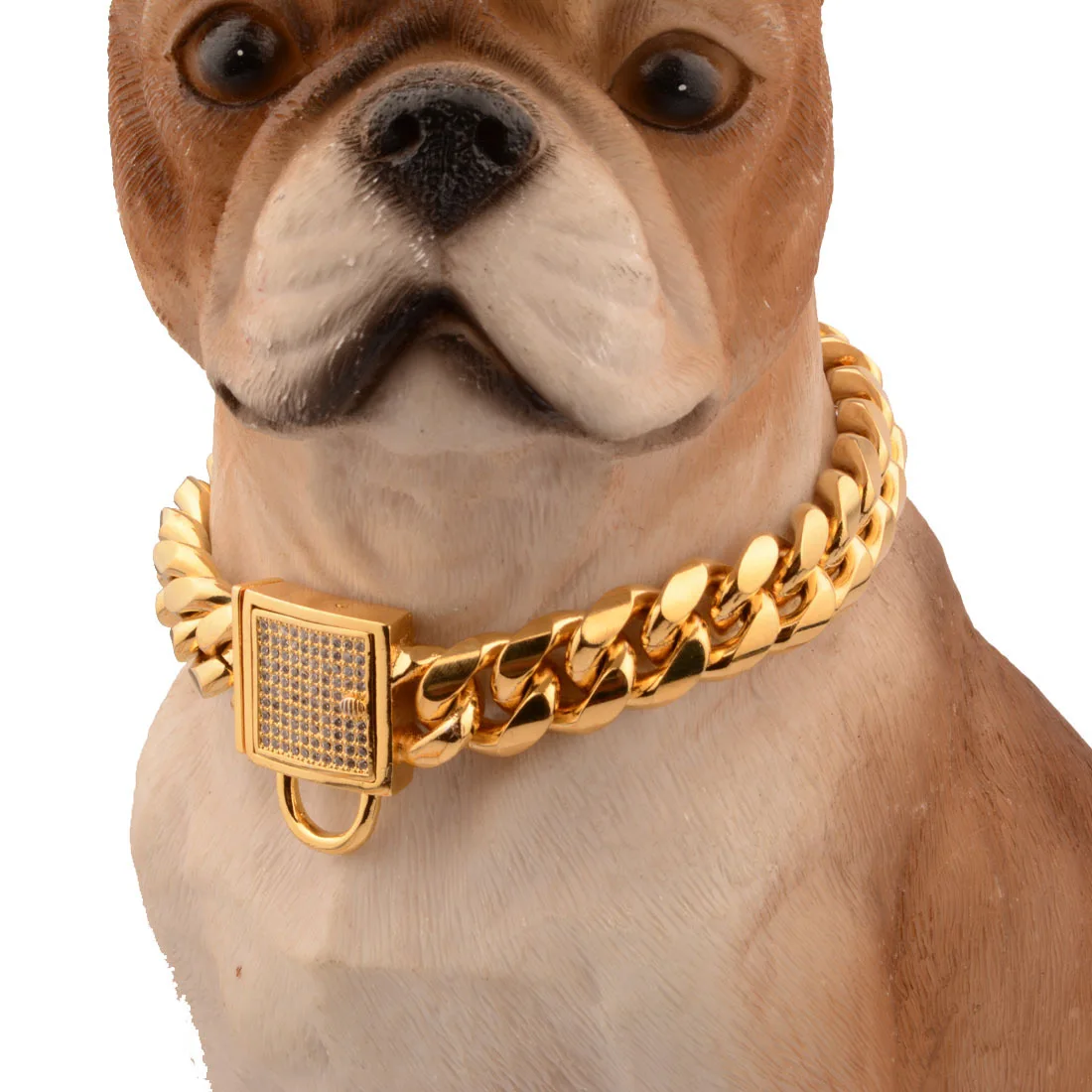 

stainless steel titanium gold encryption chain micro-inlaid zircon buckle dog chain