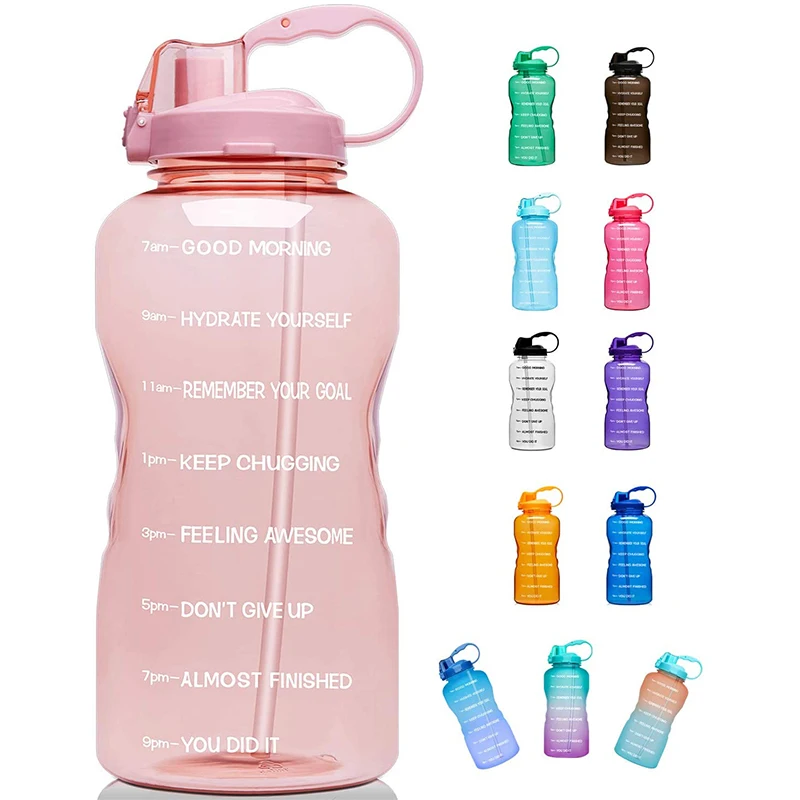 1 Gallon Workout Water Bottle Motivational Fitness Time Marker Large Jug Purple for sale online 