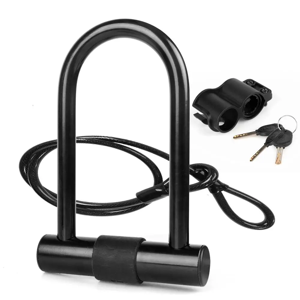 

Amazon Popular Custom Security Anti Theft Bike U Lock With Cable Bicycle with 3 Keys, Black/ orange
