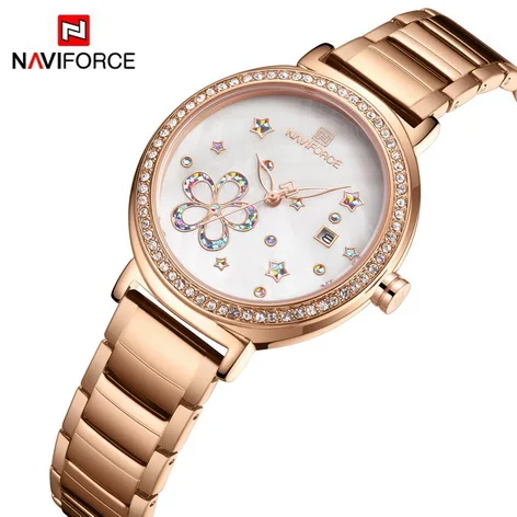 

Naviforce 5016 cheap Flower ladies hour best Stainless steel Strap water resist date display moq 1 Leisure wrist watch
