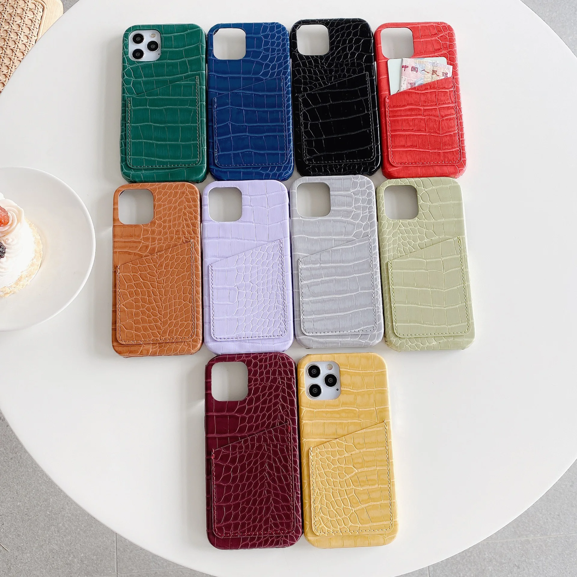 

For rainbow iphone case Crocodile pattern iphone square case iphone 12 pro max case leather