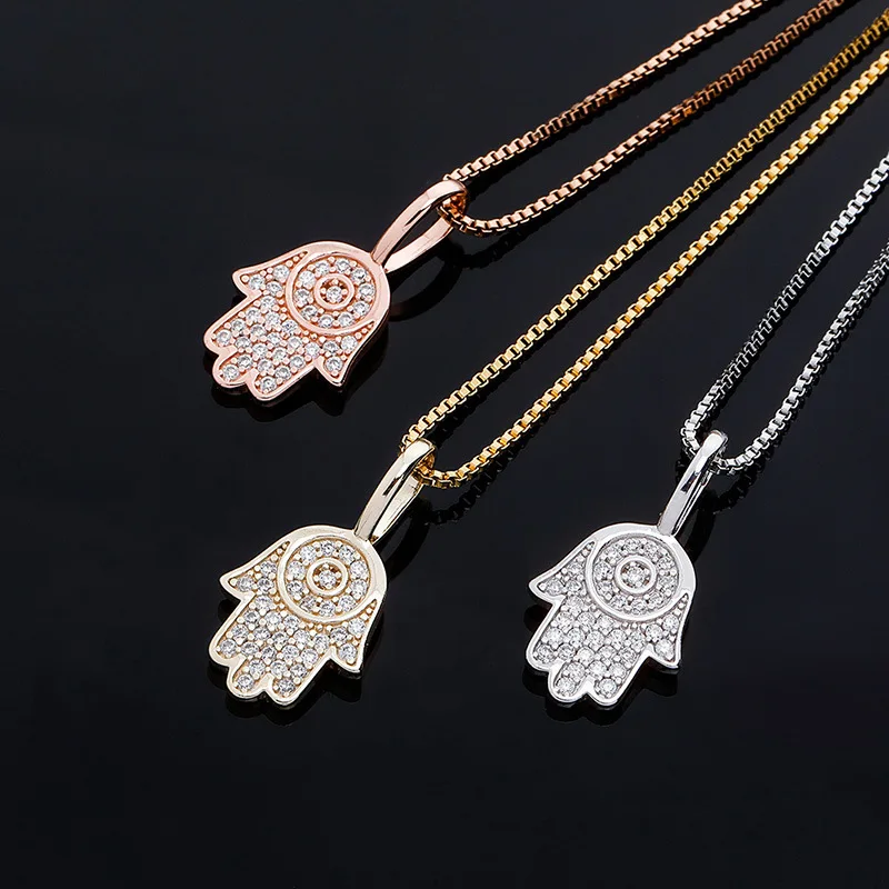 

High quality 925 Sterling Silver New Hand Pendant High Quality Iced Out Cubic Zirconia Hip Hop Fashion Delicate Jewelry For Gift, Multi color