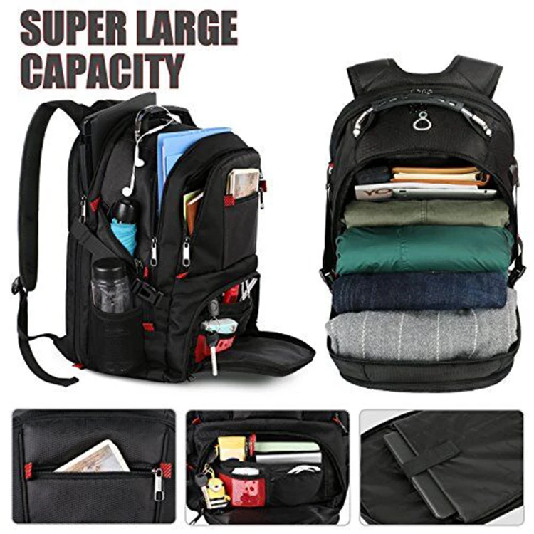 Custom Man Schoolbags Large Capacity Black Outdoor Backpack Laptop ...
