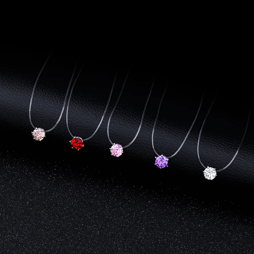 

Transparent Rope Pendant Necklace Colorful Clear Cubic Zirconia 925 Sterling Silver Interface Popular Necklace