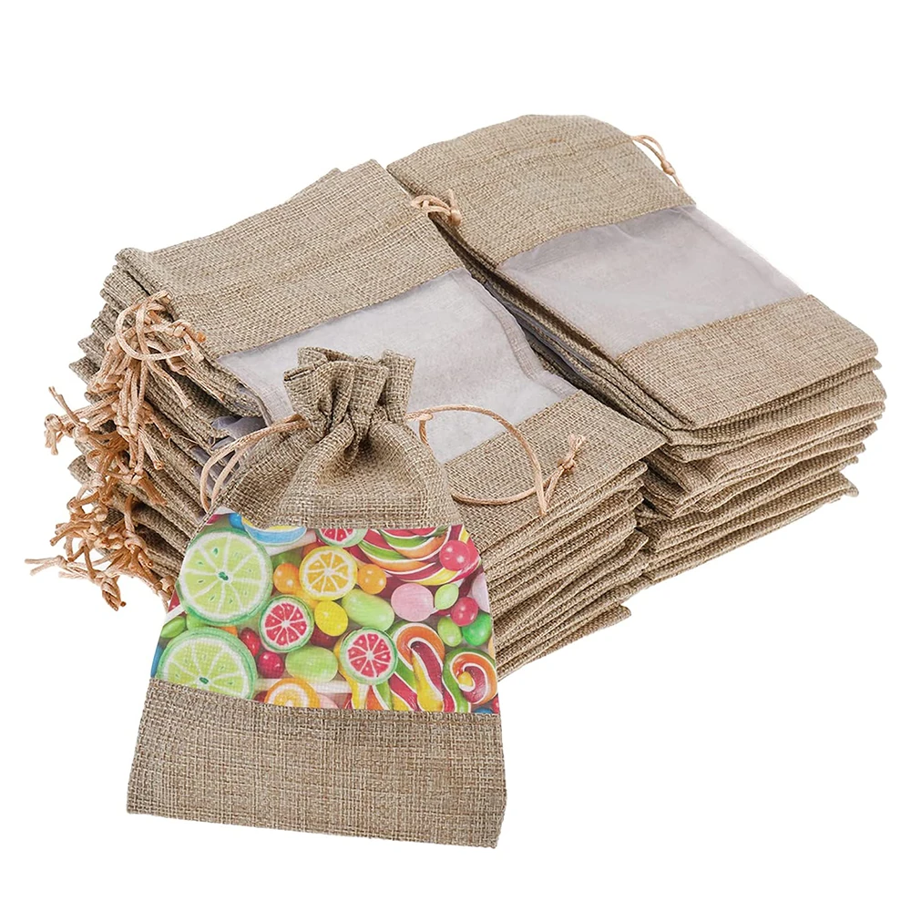 

Promotion Small Burlap Fabric Gift Wrap Lightweight Gift Bags for Guest Party Weeding Birthday Christmas Santa Sack