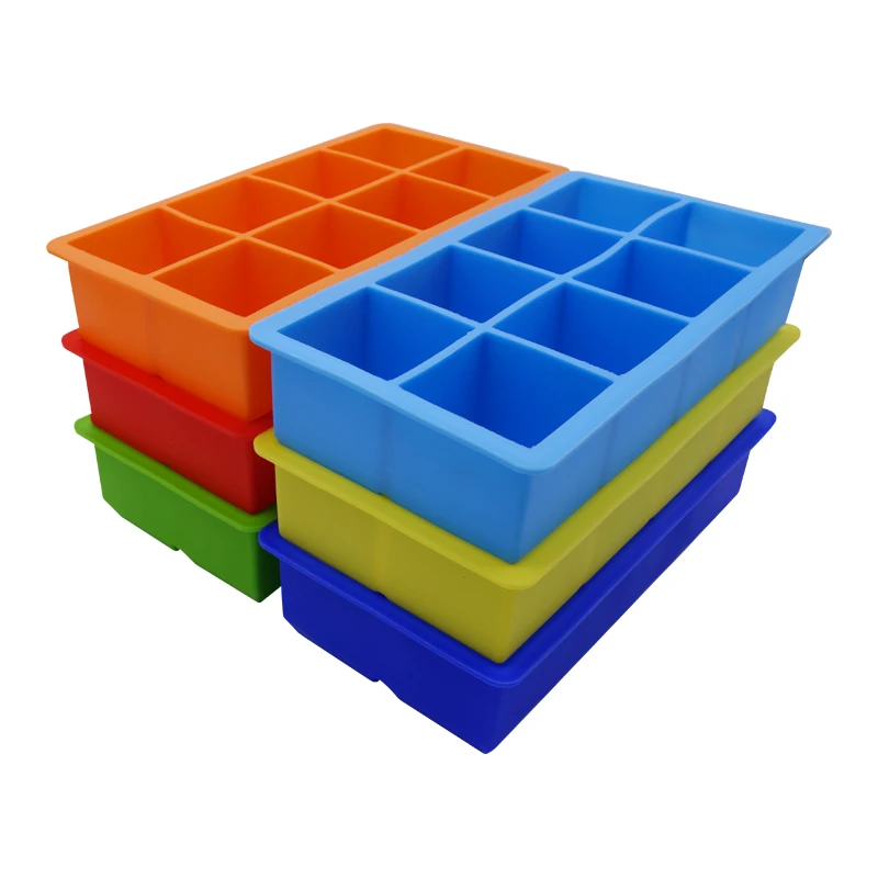 Large Size Custom Silicone Ice Cube Tray With 8 Cavities Bar Drink Whiskey Big Square Ice Brick