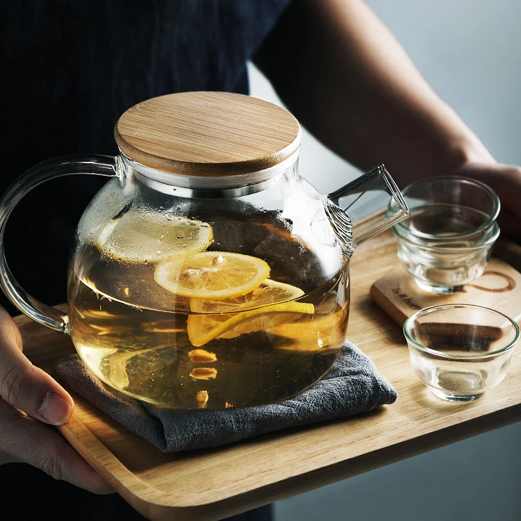 Handmade High Borosilicate Clear Glass Teapot Set Custom Tea Pot