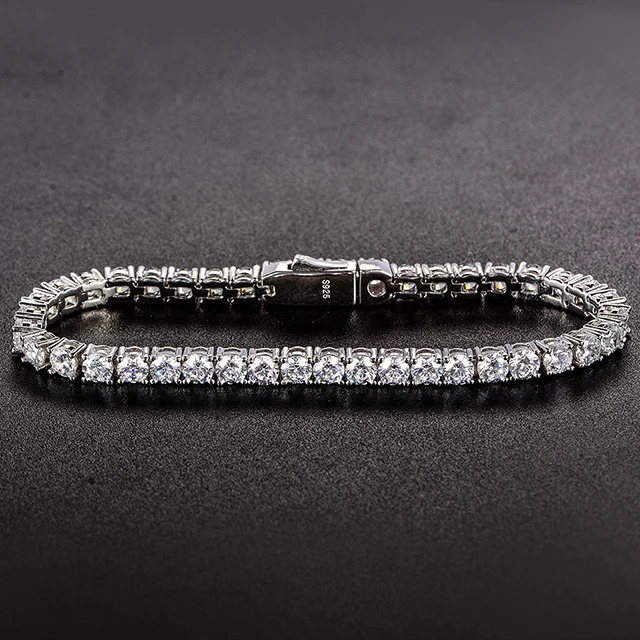 

Iced Out Cubic Zircon Diamond Bracelets Men and Women Tennis Bracelet 925 Silver