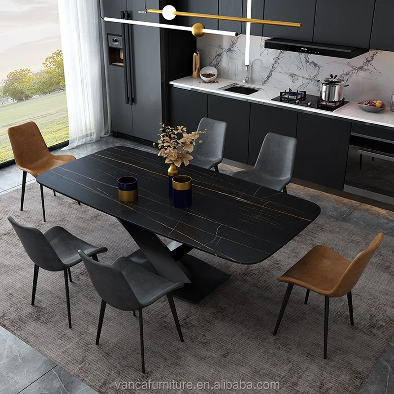 

high quality marble dining table and chairs set modern, Many colors