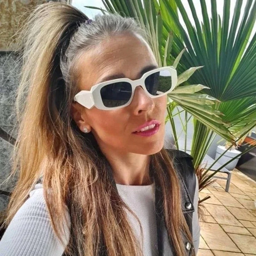 

5220 Fashion Small Frame White Sunglasses Irregular Square Sunglasses 2022 New Trendy, As shown