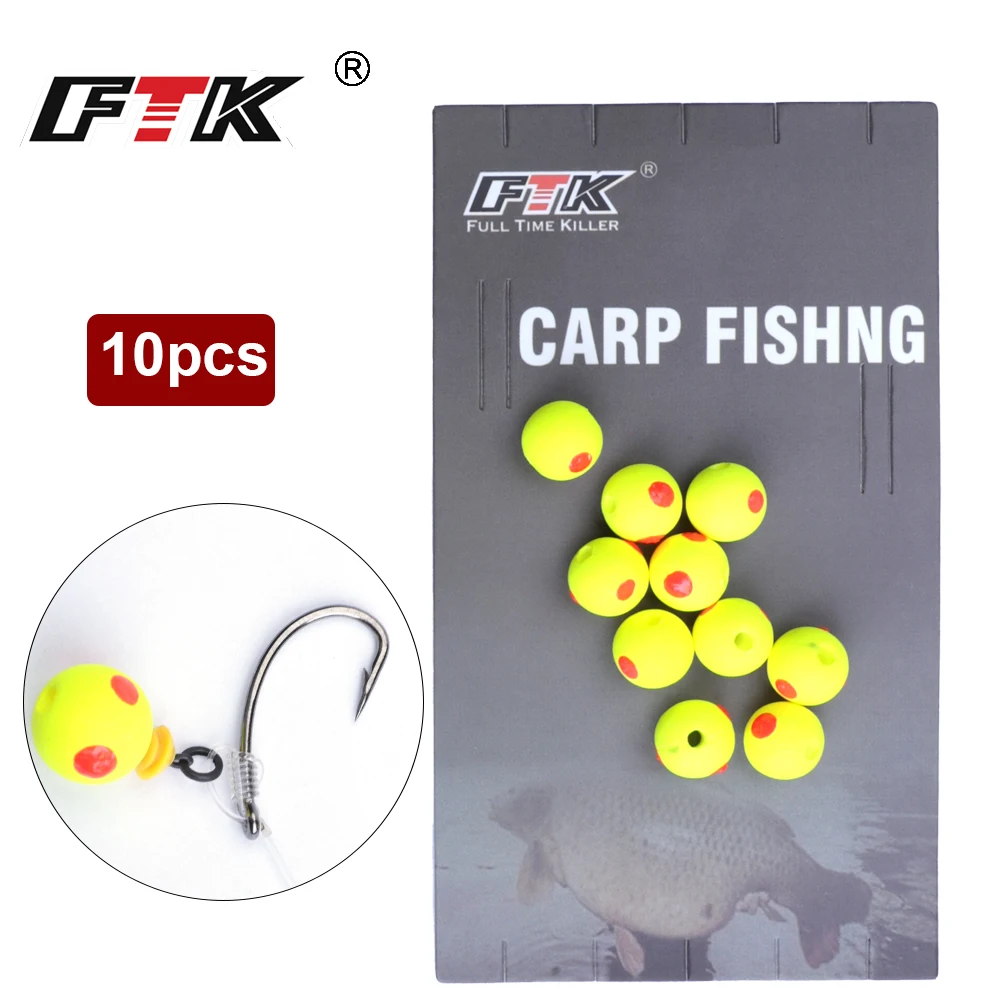FTK 10pcs/pack Carp Beads Fishing Hair Rig Terminal Tackle Nylon Line Connector Bead for Fish Carp Accessories