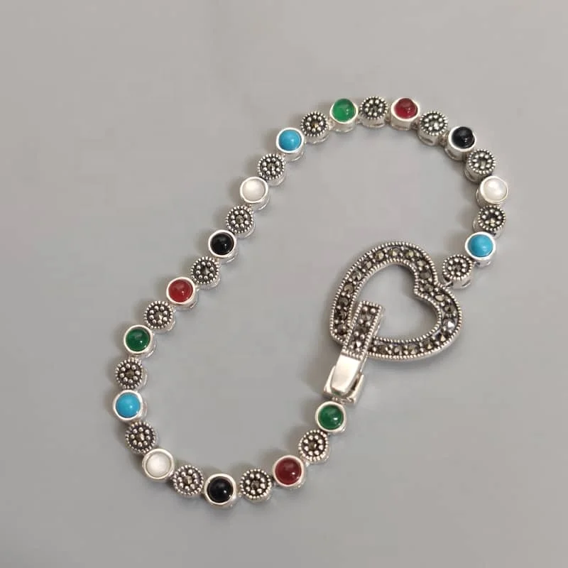 

Gemstone bracelet 925 silver jewelry women fashion accessories christmas gift 925 sterling silver bracelet women, White gold (rose gold, yellow are avaliable)