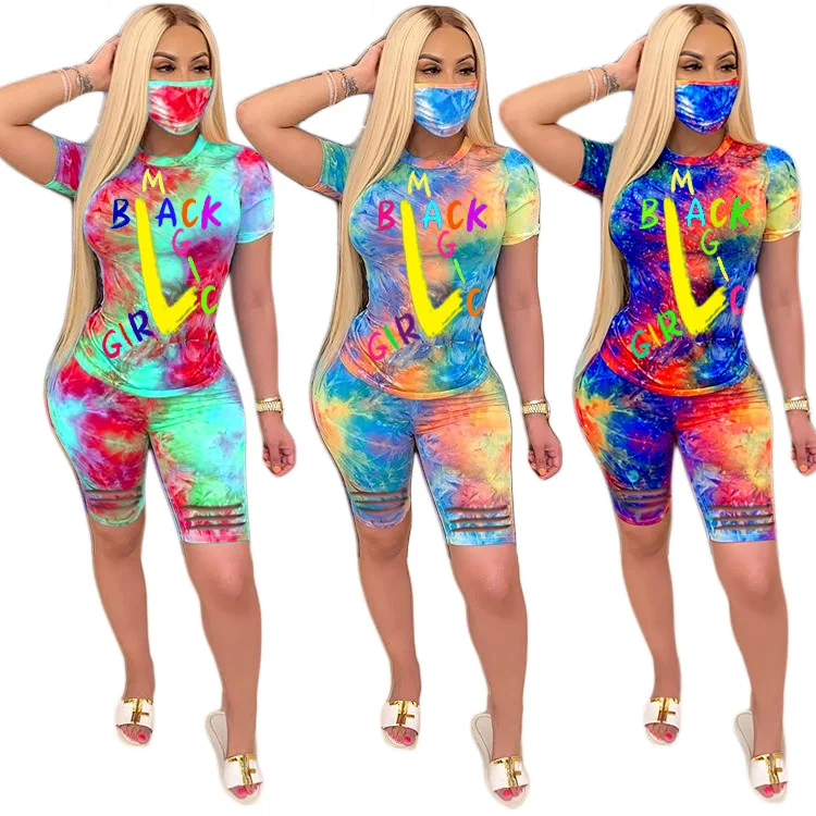 

Letter style two piece set monogram print set tight pants with t- shirt women
