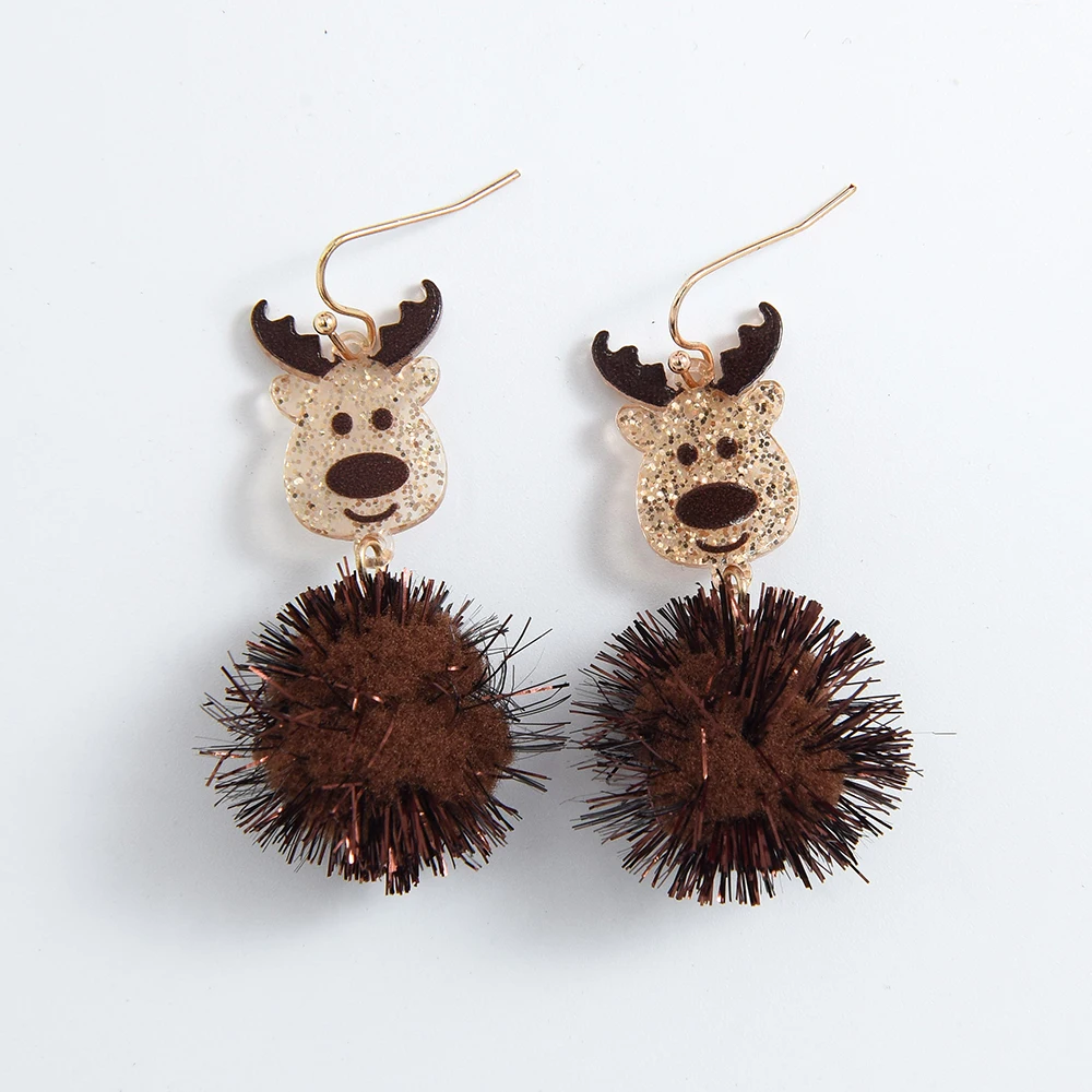 

Wholesale Cute Female Jewelry Acrylic Gold Brown Elk Round Cartoon Dangle Earring