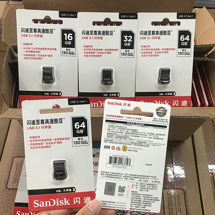 Original SanDisk Ultra Fit USB 3.1 Flash Drive CZ430 130MB/s 16GB 32GB 64GB 128GB 256GB Mini Pen Drive 3.1 USB Stick Pendrive - ANKUX.COM