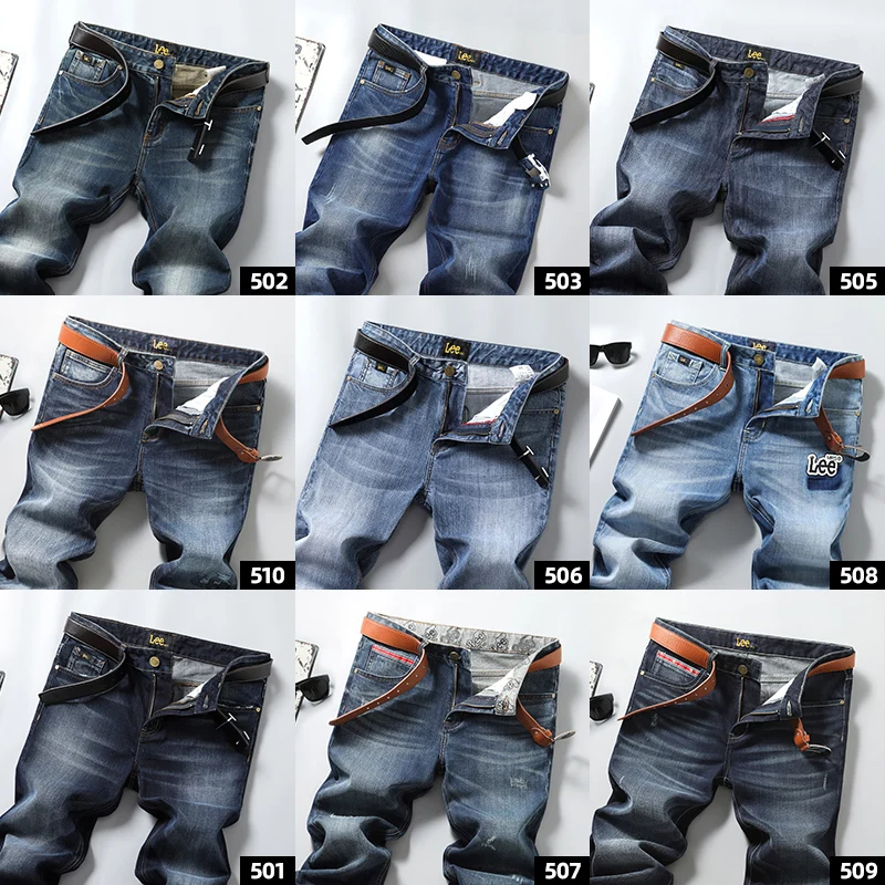 

High Quality Wholesale Men's Cotton Straight Leg Classic Jeans Male Denim Pants Men Casual Trousers, As picture