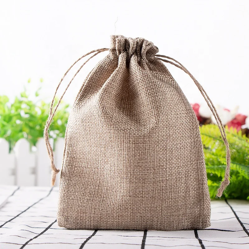

Hot Selling Cotton Muslin Bag Drawstring Lace Gift Pouch Packing Private Label Drawstring Gunny bags With Linen Fabric