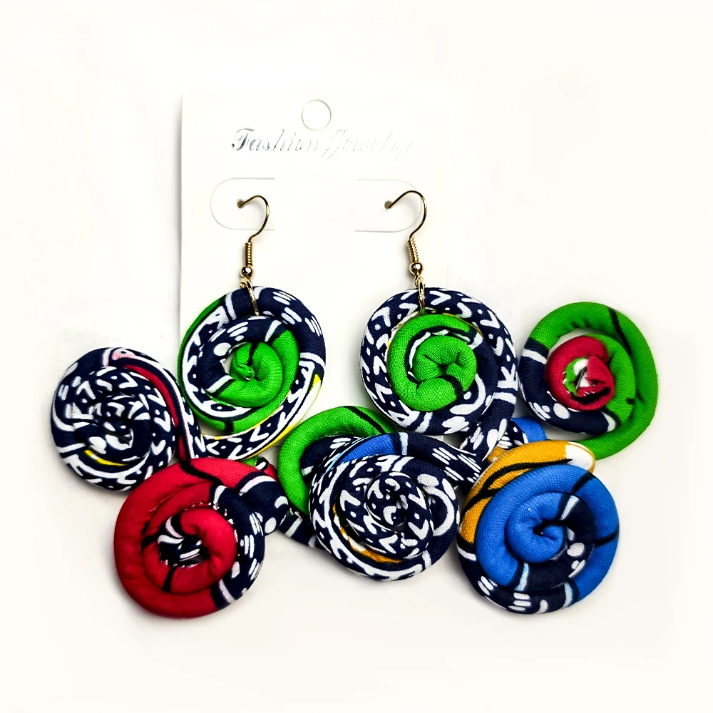 

Stylish Pure Cotton Earrings Fabric Earrings African Print Round Eardrop Women Accessories In Stock Item Randomly, Customized