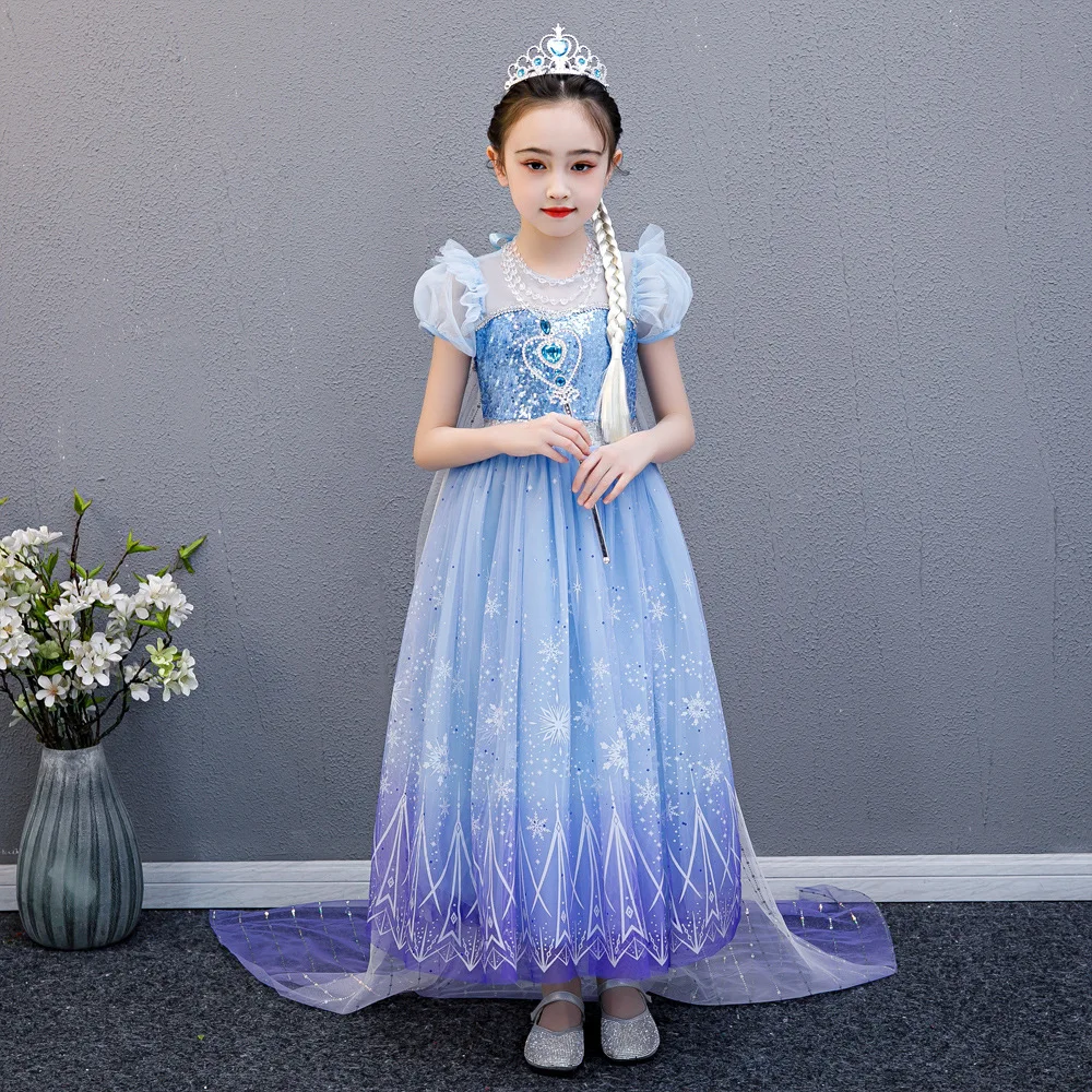 

MQATZ 2023 special baby Girl Costume Performance anna Princess Ball Gown Movie character Elsa frock