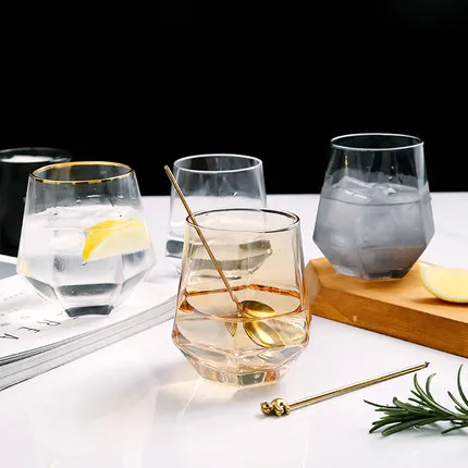 

borosilicate glass tumbler glass mug, Transparent with color, rim