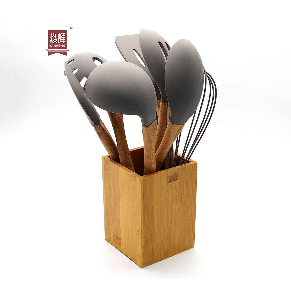 

Hot accesorios de cocina cooking cookware accessories bamboo kitchen utensils, Brown,gray