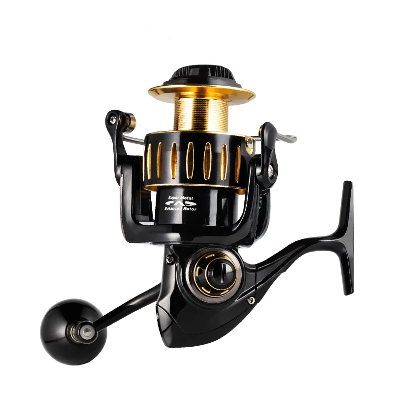 

Ecooda Brand Knight 8000/12000/20000 Fishing Spinning Reel 20kg/25kg/30kg Drag Power Deep Drop Fishing Reel Jigging Fishing Reel, Bright black+golden