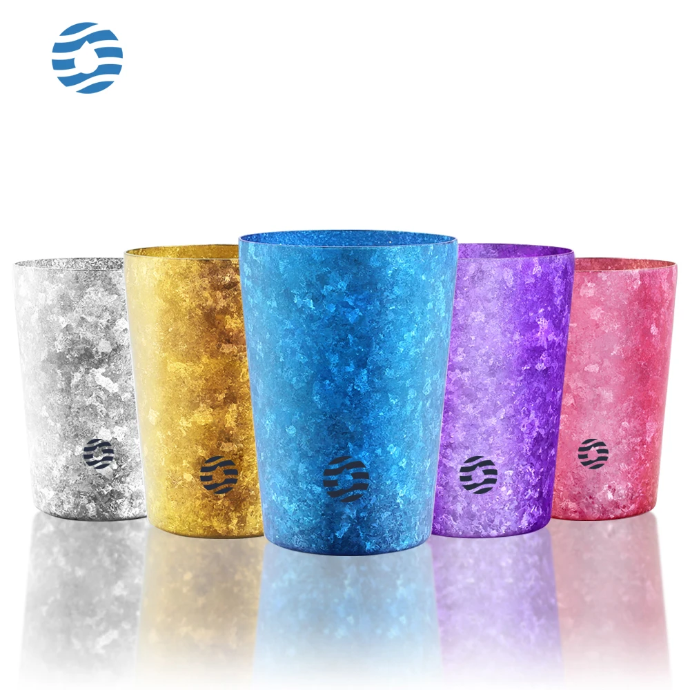 

Feijian 400ml Titanium Japanese Insulated Beer Mug Oxidized crystal surface Coffee Cola Tea Juice Cup double wall vacuum mug
