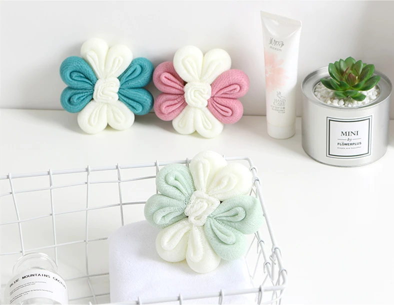 

Flower Shape Bath Ball Bath Shower Sponge Pouf Loofahs Mesh Brush Shower Ball, Customized
