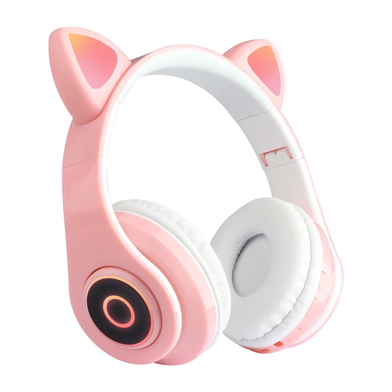

Headphones Wireless Over Ear Cat Ear Headphones With LED Light Foldable Volume Control For Smartphones Tablet Computer