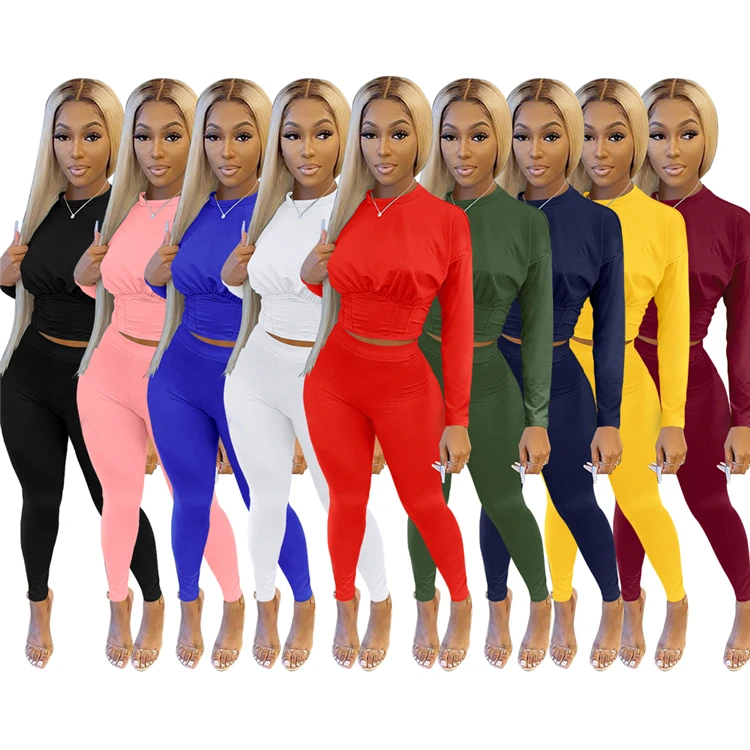 

New Arrival Ladies Tracksuit Long Sleeve Tops Summer Women Clothing Two Piece Pants Set, Picture shown