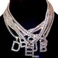 

Custom vintage luxury diamond letter tennis chain necklace