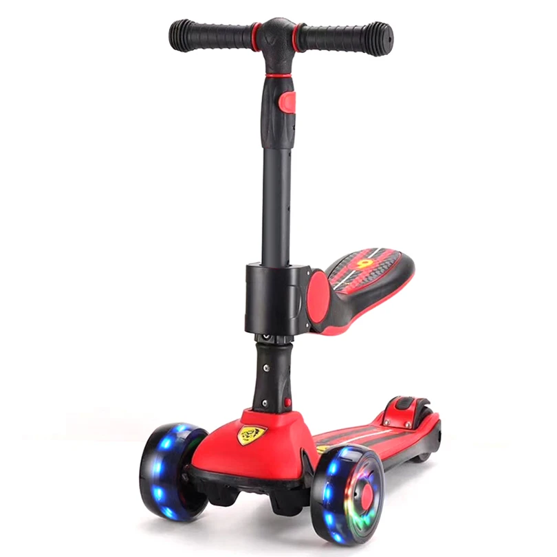 

Custom Pu Child Double Rocker 2 in 1 Kick Scooter 3 wheel With Led multifunctional kids scooter
