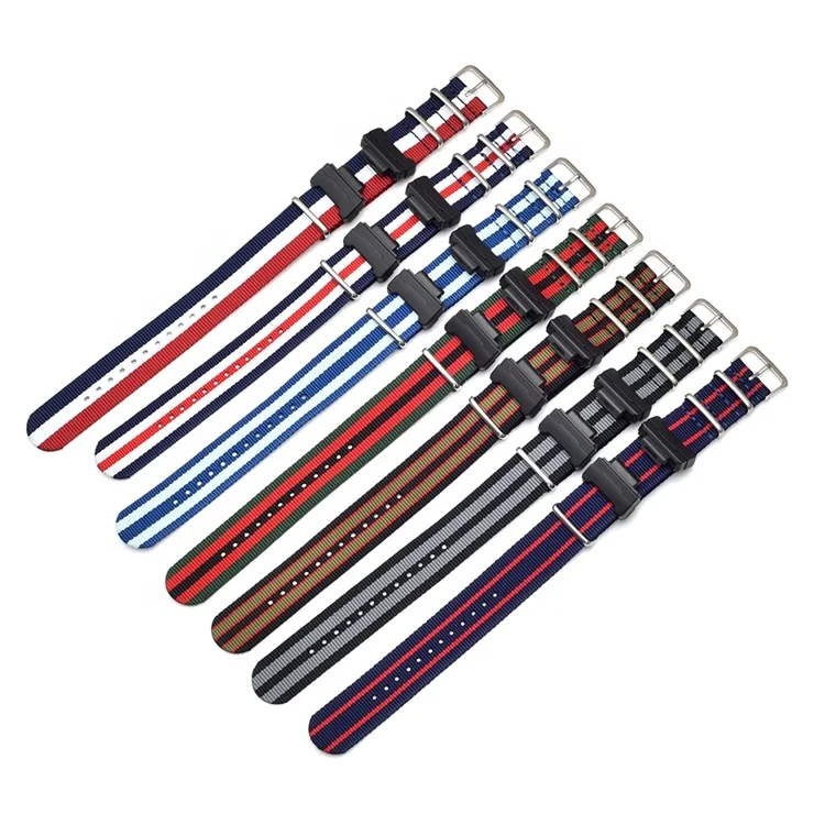 

22mm Camouflage Striple Nato Woven Nylon Watch Bands For Casio G-shock Wristwatch Strap