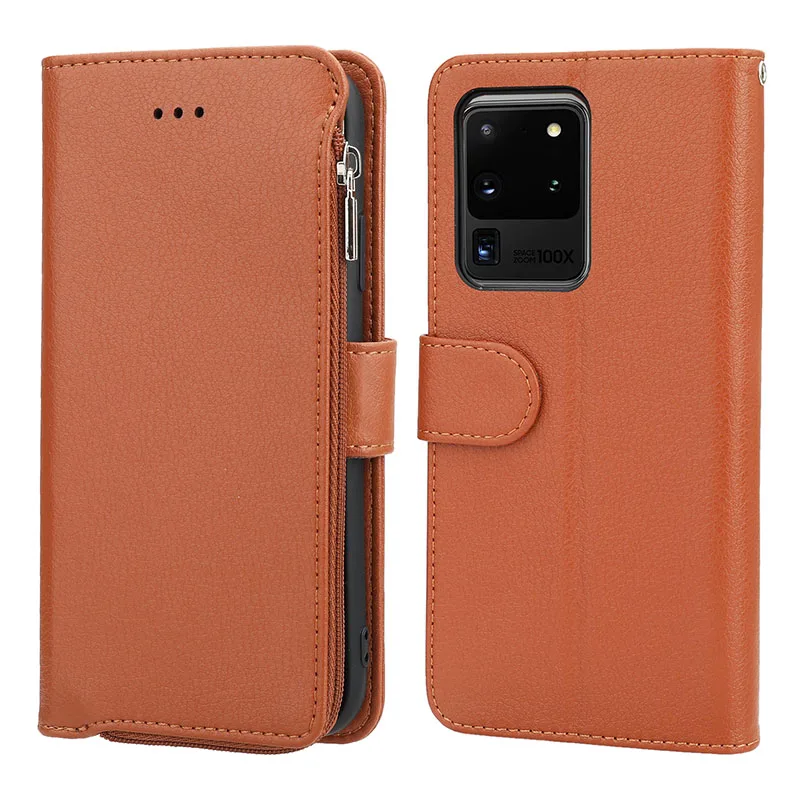 

2020 New Card Slots Leather Zipper Wallet Phone Case For Samsung S8 S9 S10 S20 Plus Note 8 9 10 A10 A51 A71 For HUAWEI P40 PRO