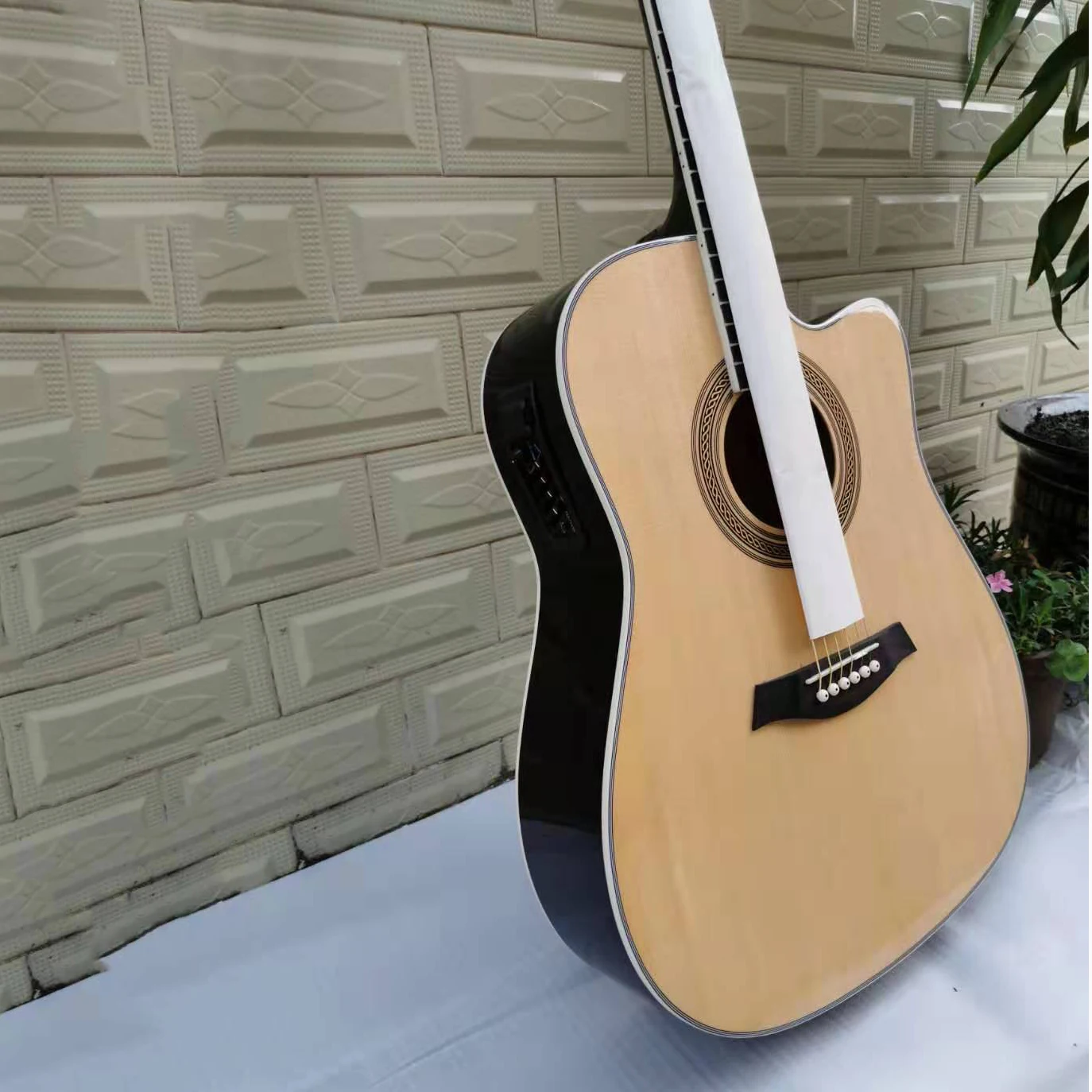 

wholesaling Without any mark Electric box guitar 41inch folk guitar for sale cheap acoustic guitar, Black