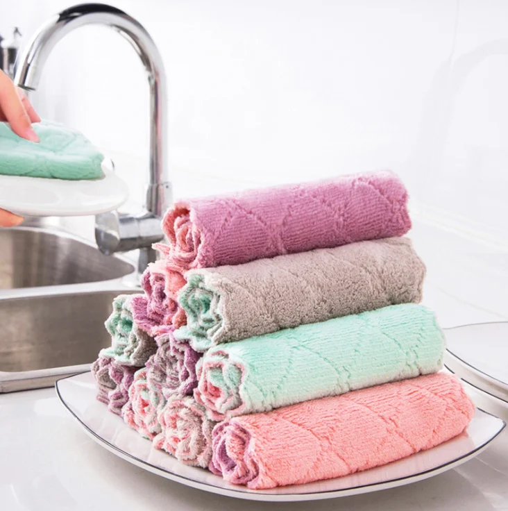 

Wholesale Multipurpose microfiber cleaning cloth multi-color kitchen towel, Customized color