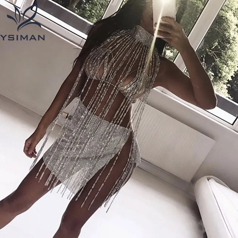 

Shiny Jewellery Night Bar Jewelry Sexy Tassel Rhinestone Suit Body Chain